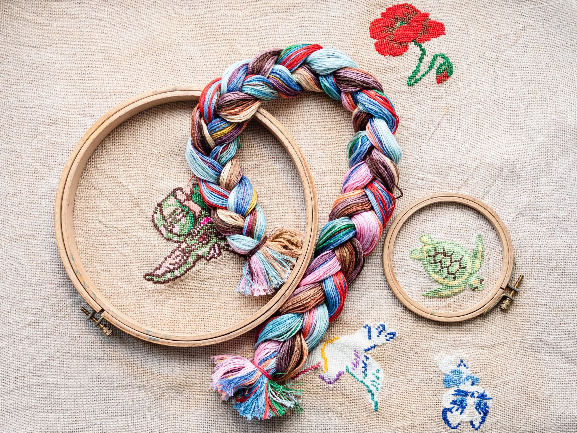 whimsical embroidery handmade accessories pastel