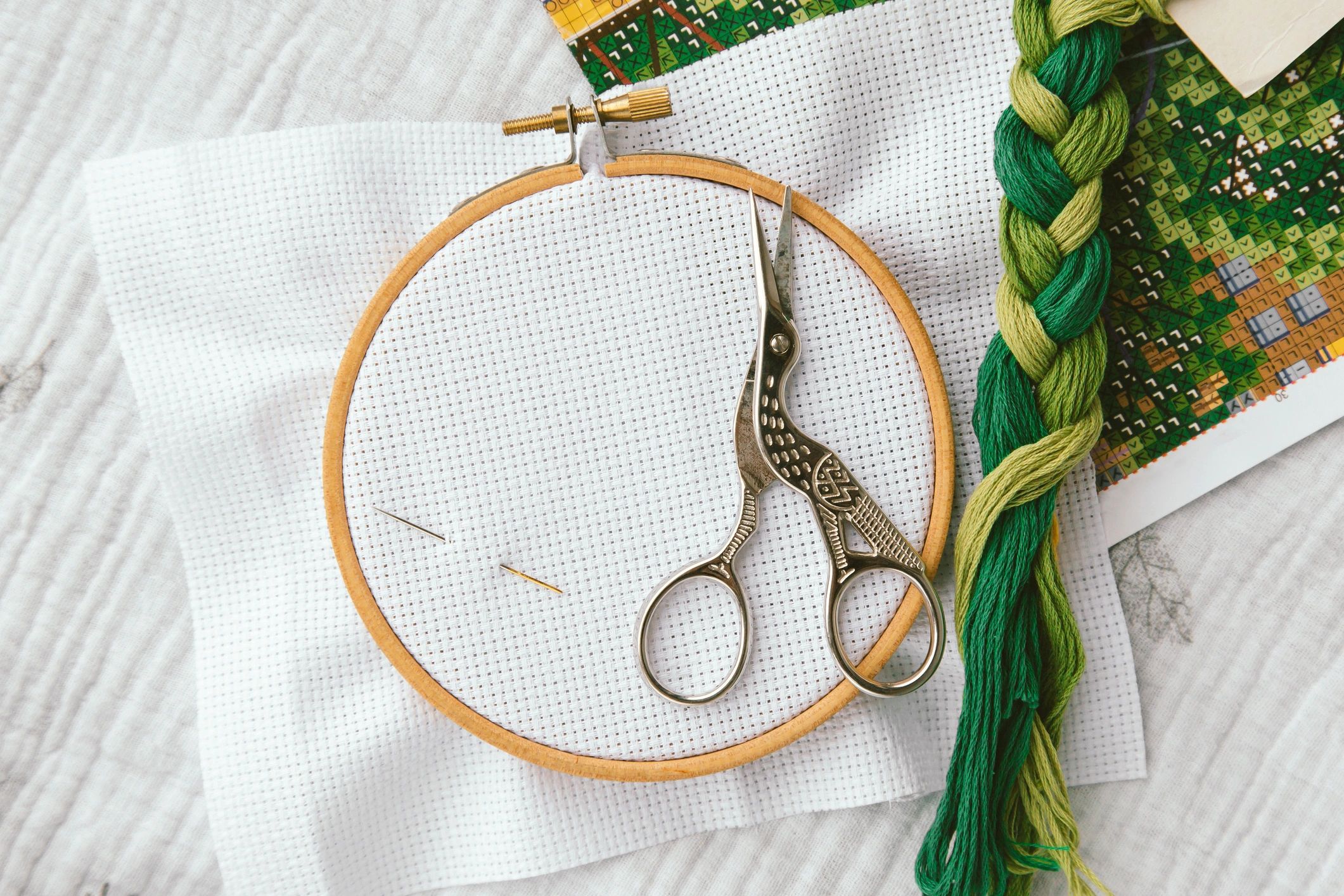 cozy sewing workspace embroidery